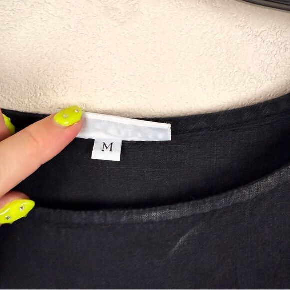 Bryn Walker Black Linen Lagenlook Artsy Blouse Top Medium - Picture 7 of 8